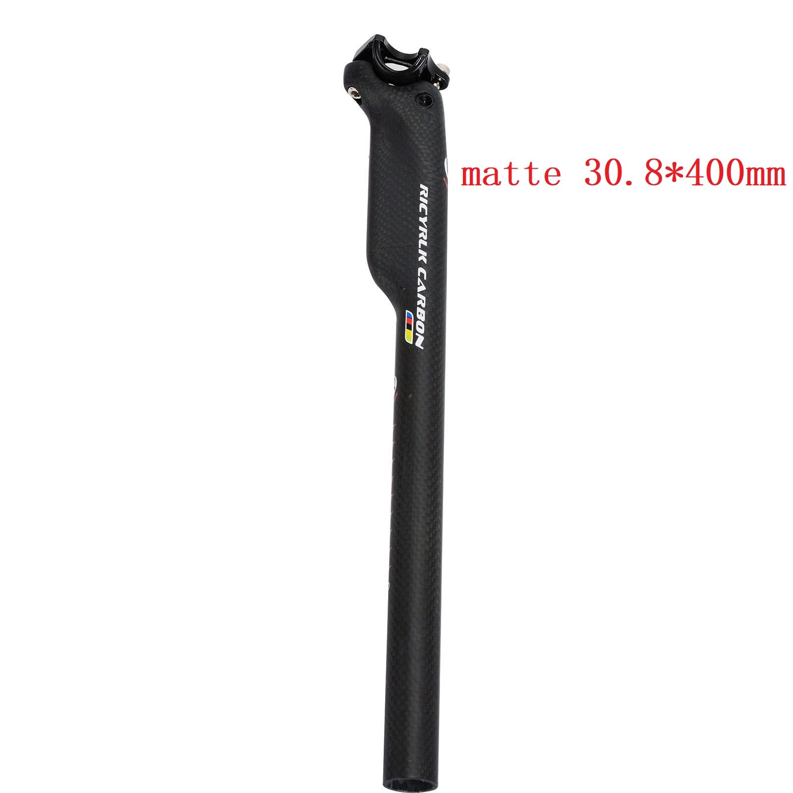 Tija de sillín de fibra de carbono para bicicleta de carretera, poste de asiento de viento de corte, /27,2/30,8x31,6/350mm, 3K, 400: matte30.8x400mm