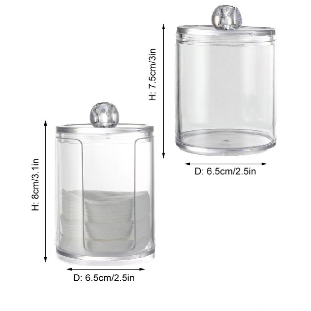 Acrylic Cotton Swab Organizer Box Portable Round Container Storage Case Make up Cotton Pads Q-tip Box Cotton Swab Container