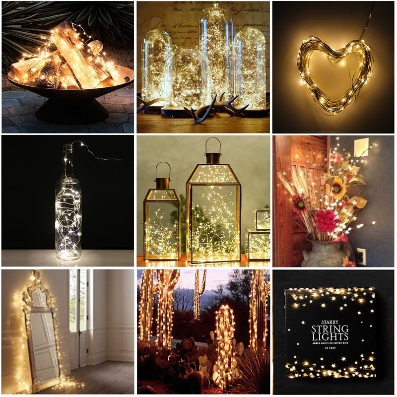 Guirnalda de luces LED de 20M con alambre de cobre, guirnalda USB, cuerdas de iluminación de hadas para vacaciones, Navidad, decoración para de boda