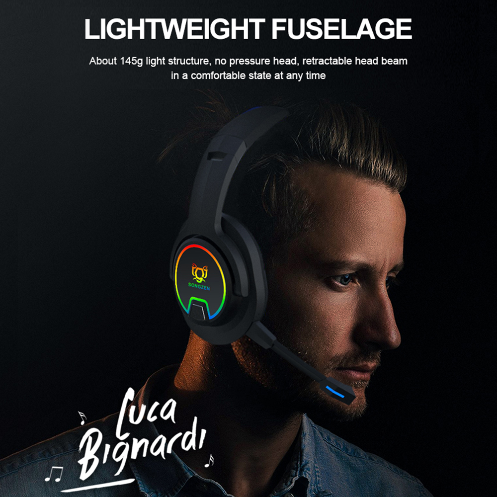 Mpow Wireless Bluetooth 5.0 Gaming Headset Professinal Noise Reduction Mic &amp; 7.1 Surround Sound RGB Lighting Gaming Headphones