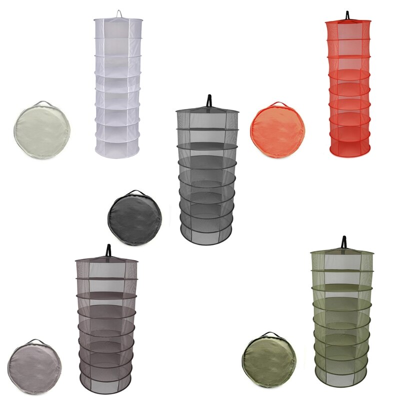 Herb Drying Net 8 Layers Foldable Hanging Basket Dry Rack Bag Mesh Dryer for Herbs Flowers Plants Bud