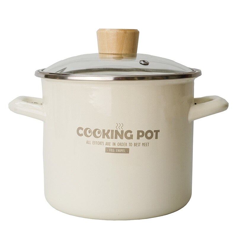 Porcelain enamel stew soup pot noodles thicked Japanese electromagnetic oven high temperature resistant cooker pot pan
