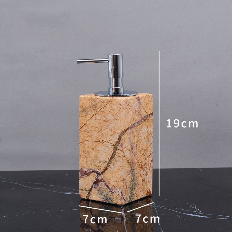 Fancy Brown Natural Marble Bathroom Accessories Sets Luxury Retro Soap Dispenser Toothbrush Holder Soap Dish Bathroom Kit: Soap dispenser A