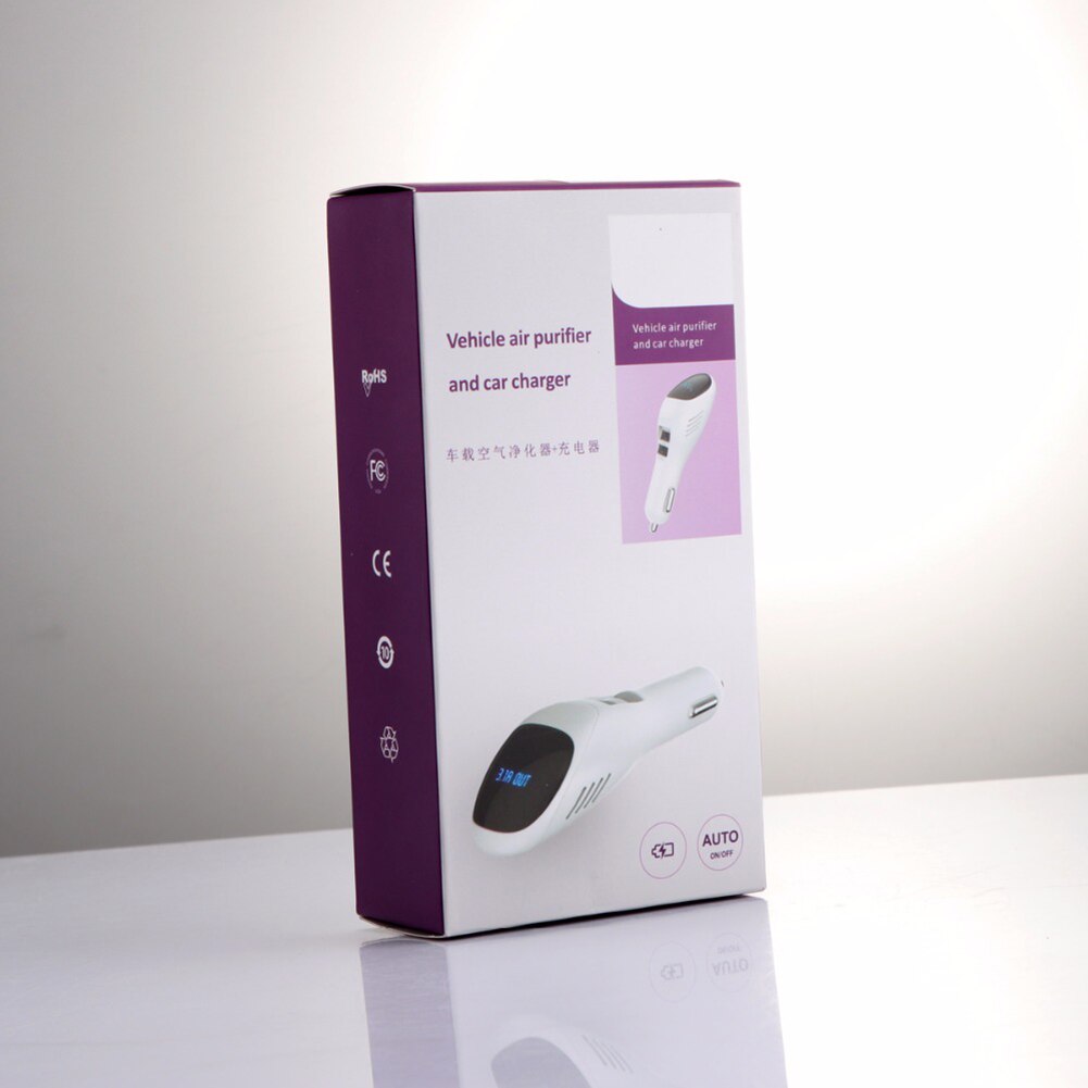 2-port USB Car Air Purifier Freshener Ionizer Smart Car Charger Removes Smoke Bad Smell and Odors Eliminator Car Air Purifier