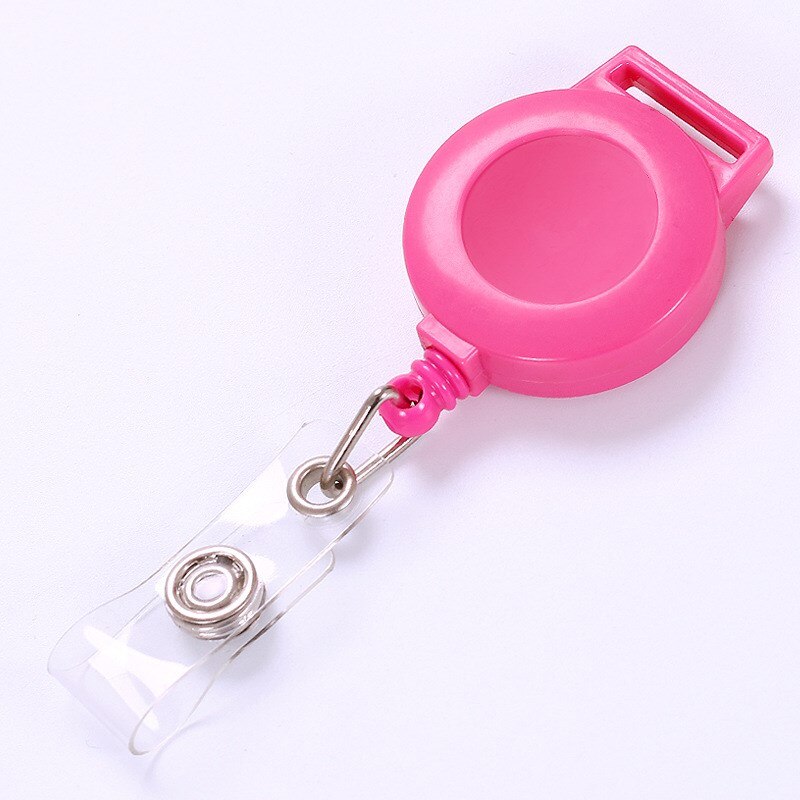 1pc intrekbare badgehouders voor kaarthouders, id-naam, personeelskaart, lanyard, badgehouder voor medewerkers, touw, schoolbenodigdheden: Rozenrood