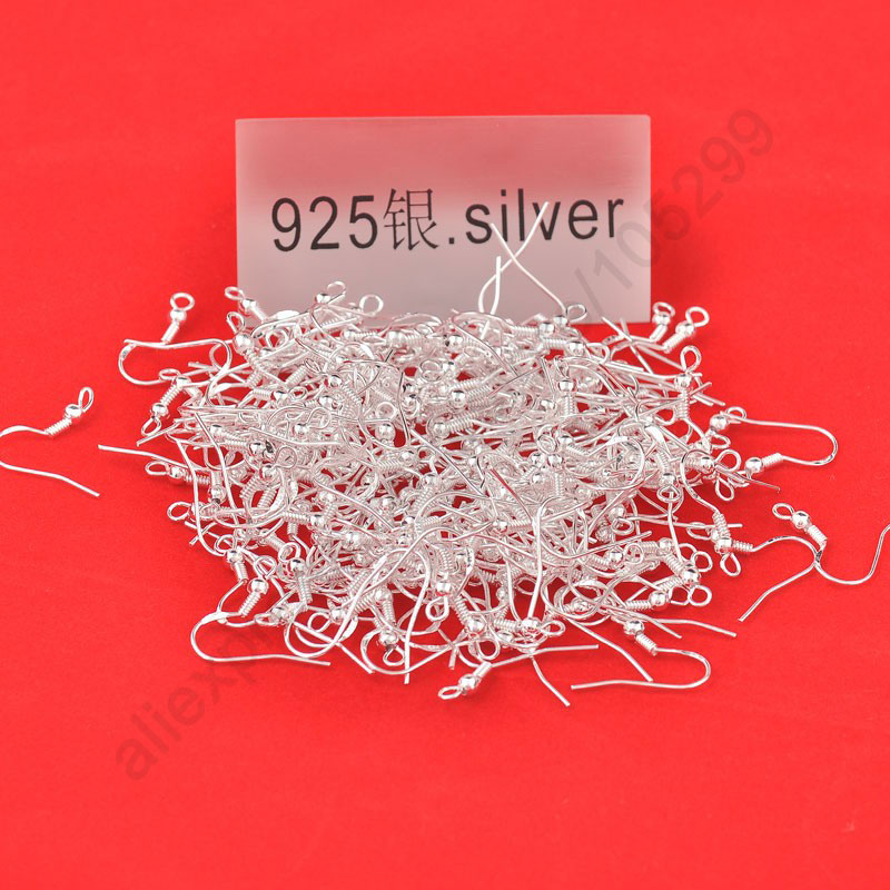 400Pcs Lot 18Mm 925 Sterling Zilveren Oorbel Haken Bal Accessoire Sieraden Bevindingen Oor Draad