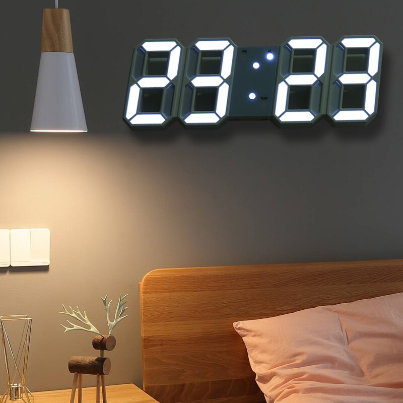 5V USB Power 3D Digital LED Desk Clock Brightness Adjustable Temperature Wall Horloge Table Clock for Bedroom Office Decoration