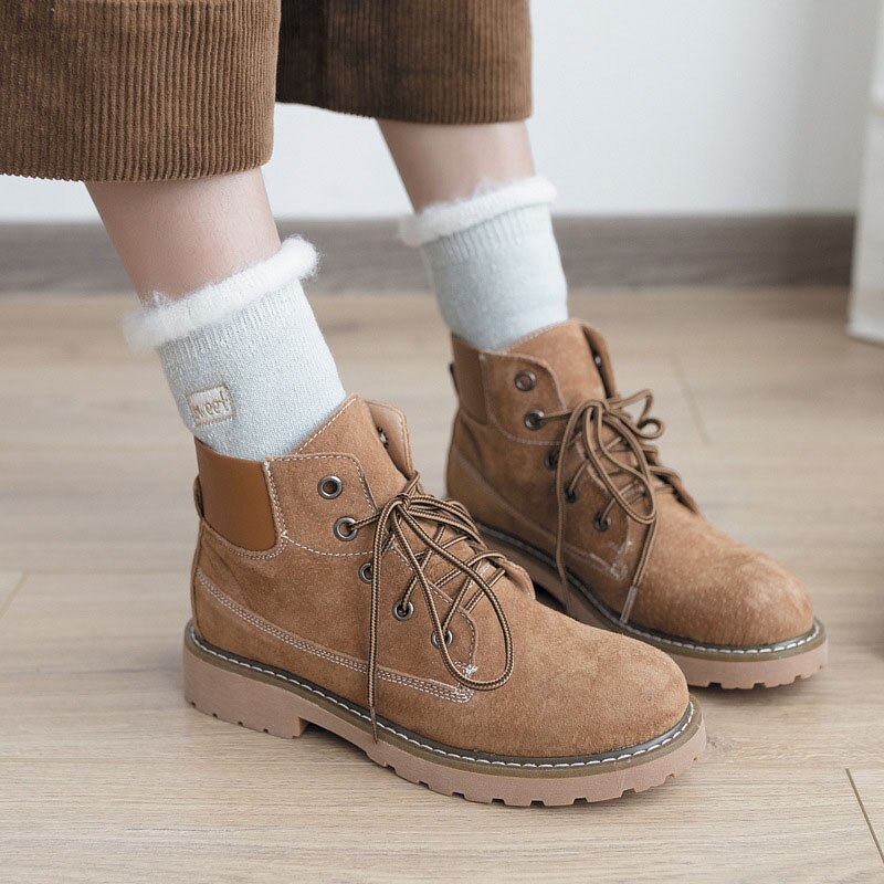 Plus Velvet Thick Wool Socks Women Winter Warm Cotton Inner Socks Candy Color Casual Fluffy Home Floor Socks Sokken