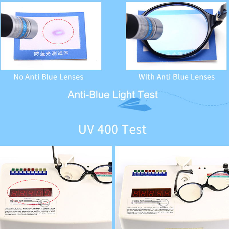 Firkantet blåt lys briller optisk ramme børn dreng piger computer gennemsigtig blokerende anti reflekterende briller uv