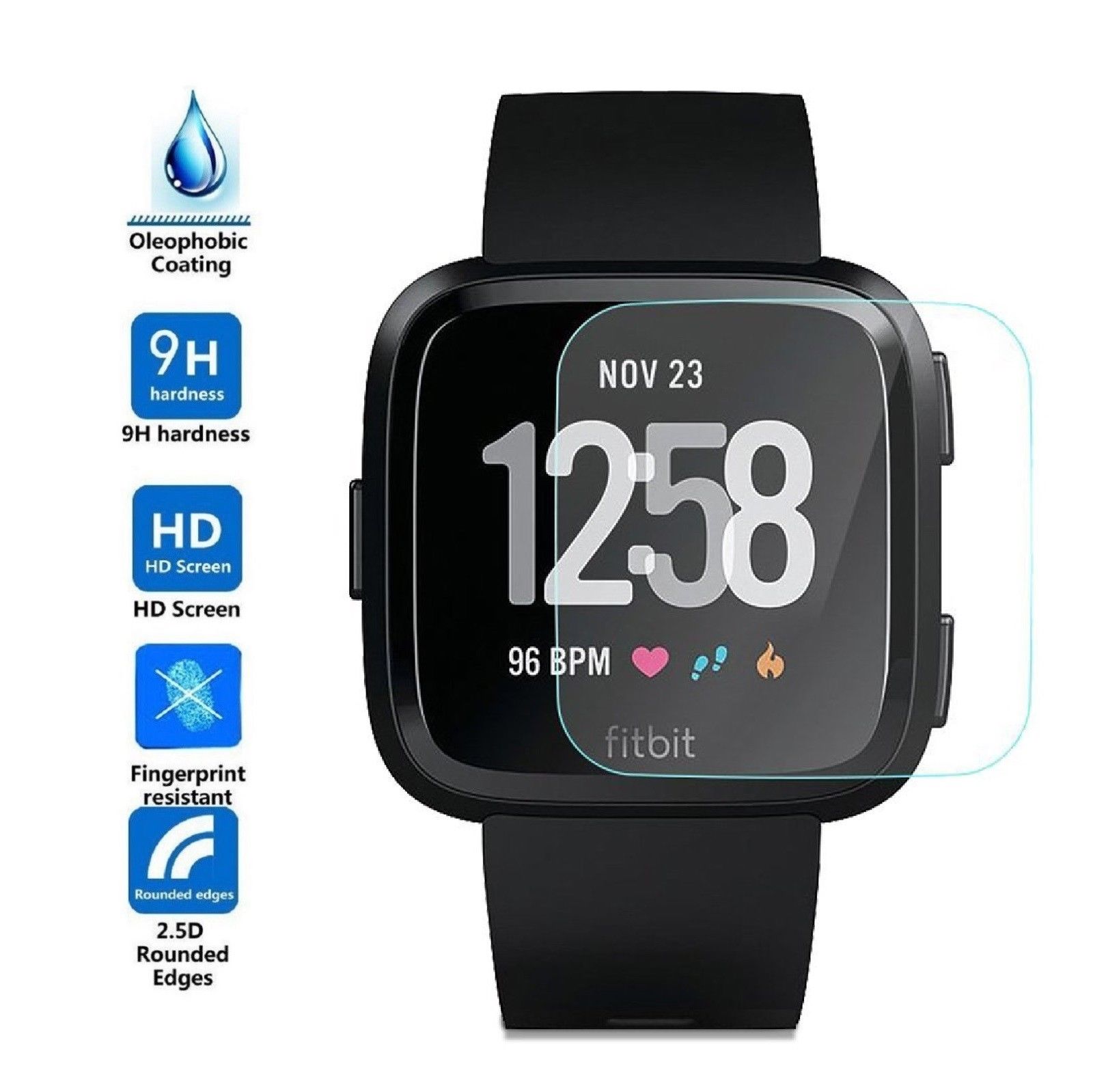 Paquete de 3/6/12 Protector de pantalla de vidrio templado Protector para Fitbit inversa Smart Fitness Watch Tracker Premium