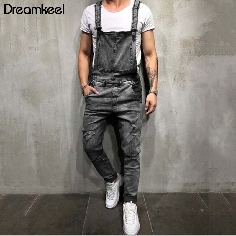 Mænd denim snedker overalls afslappede bukser løse bukser smækbukser herre hip hop jumpsuit smækbukser dreamkeel mærke y