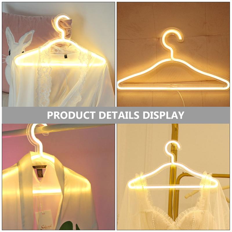 Letrero de luz LED de neón, soporte de ropa alimentado por USB, luces decorativas, colgador de luz para dormitorio, tienda de ropa, decoración de pared