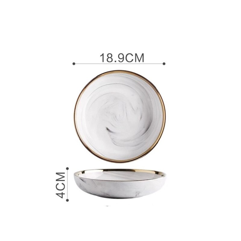 Pink Gray Marble Ceramic Dinner Dish Plate Rice Salad Noodles Bowl Soup Plates Dinnerware Home Tableware Kitchen Cooking Tools: Deep plate S B