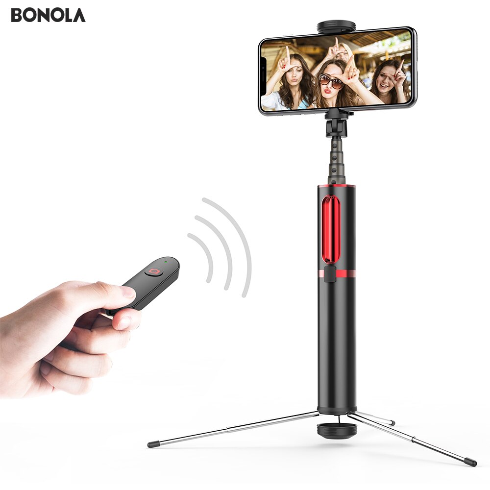 Bonola Draagbare Bluetooth Selfie Stick Voor Smart Telefoon Mini Selfie Stok Statief Verborgen Bluetooth Afstandsbediening Voor Mobiele Telefoon