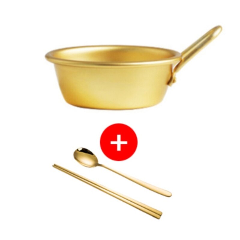GXMA Korean Yellow Aluminum Bowl with Handle for Noodle Traditional Rice Wine Kitchen Cookware Camping Traditional Wine Bowls