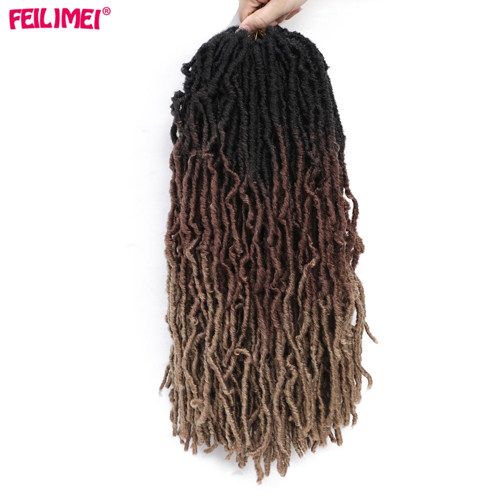 Feilimei Nu Faux locs Crochet Braids Hair 18Inch Synthetic Ombre Black Blonde Goddess Curly Hair Extensions: T1B/33/27
