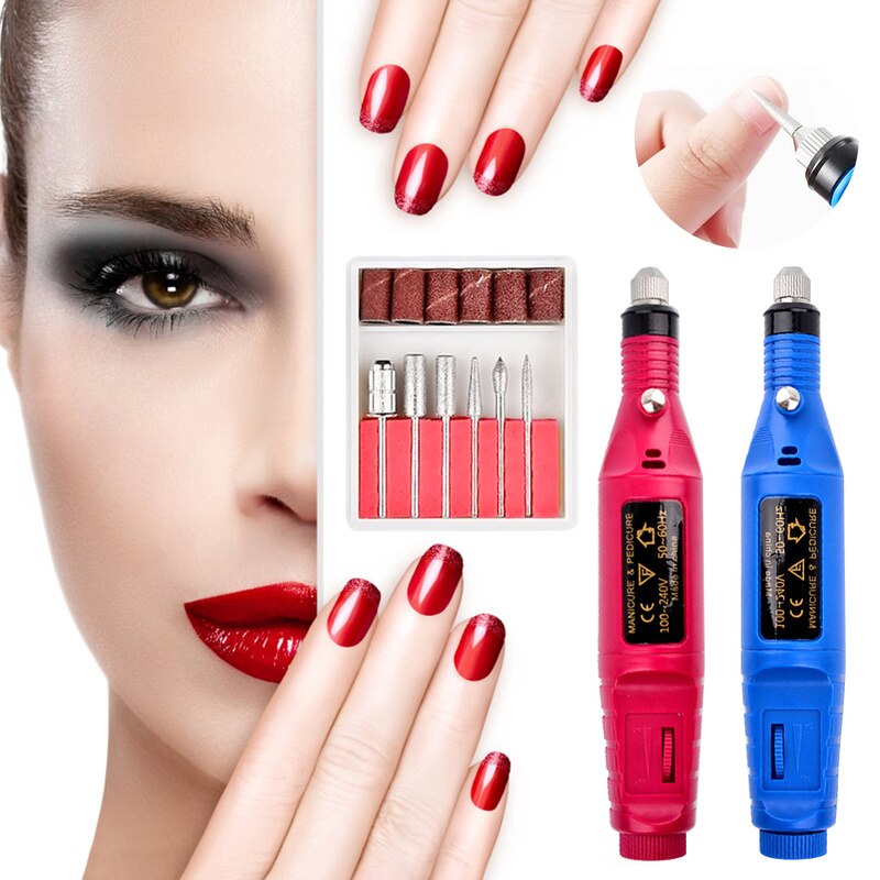Elektrisk apparat för manikyr gel nagelbandsborttagning fräsborr pedikyr polermaskin slipskärare set nail art
