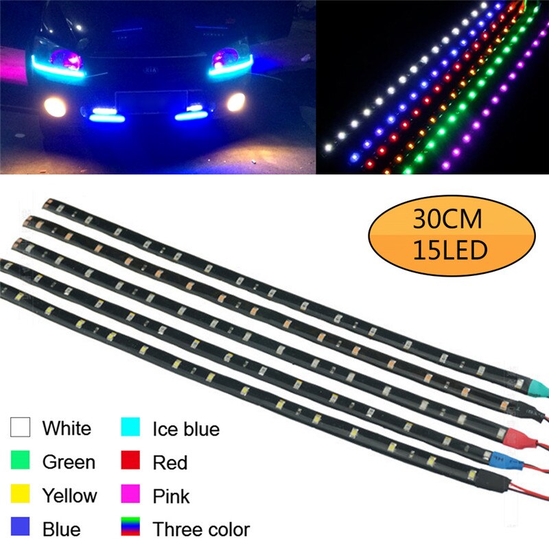 1Pcs 30cm El Wire Waterdichte LED Strip Licht Motor Glow Licht Lijn Touw Buis Kabel Dagrijverlichting Tape party Auto Decoratie