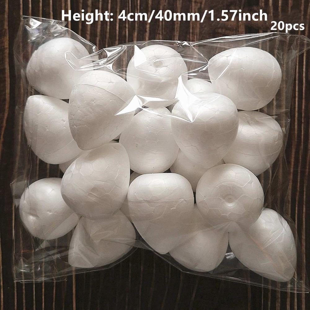 2/2.5/3/4/4.5/5.5cm 10-80pcs Water Modeling Shaped Styrofoam Foam Crafts Flower Heart DIY Handmade White Foam Rose Buds: Height 4cm 20pcs