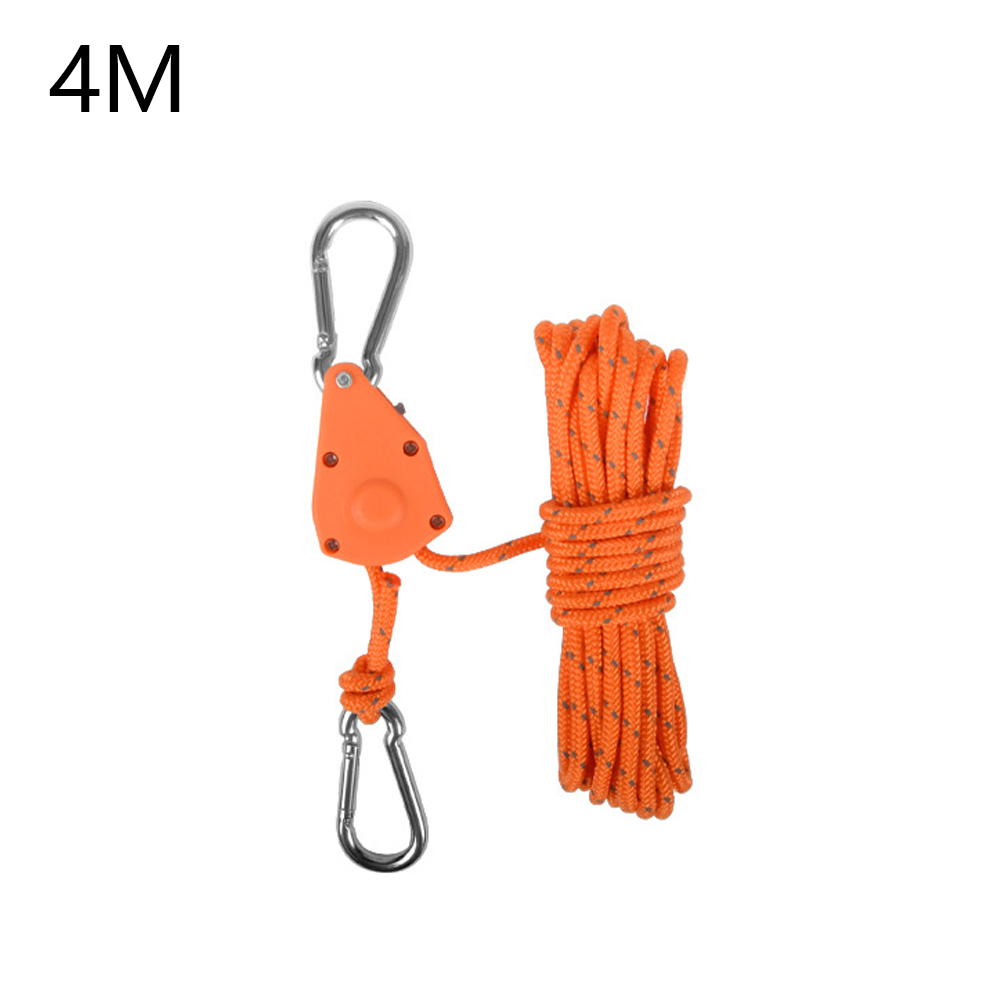 1pc 4M Camping Rope Quick Setup Outdoor Guy Lines Adjustable Tent Tie Downs Rope Hanger For Canopy Kayak Canoe Grow Light