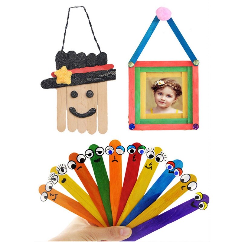 50Pcs/Set Popsicle Sticks Natural Wooden Pop Popsicle Sticks Wood Craft Ice Cream Sticks Popsicl Accesorios