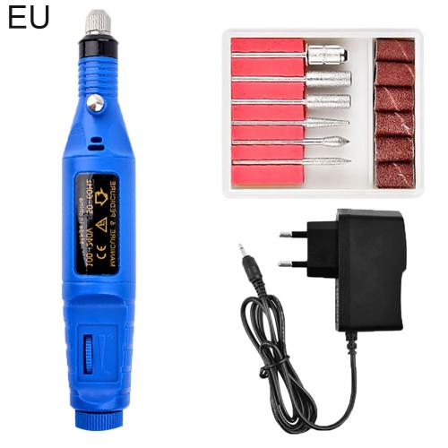 Electric Nail Drill Machine Pen Apparatus For Manicure Milling Cutters Electric Nail Sander Pedicure Manicure with usb line: Blue / EU Plug