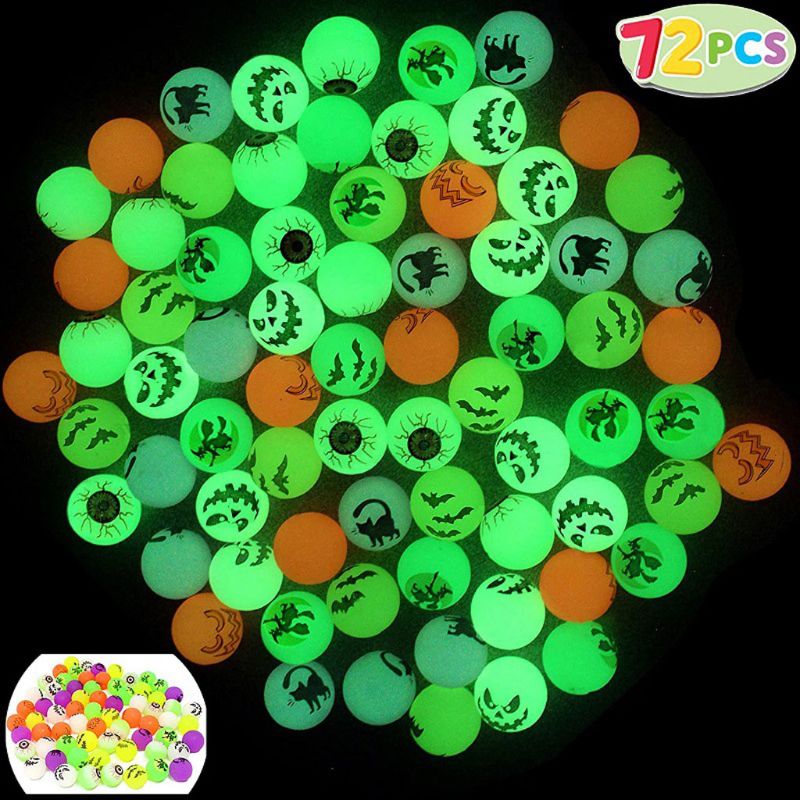 72 kpl halloween-teema hehkuu pimeässä pomppivat pallot halloween pomppivat juhlat -tarvike temppu tai herkkulelut