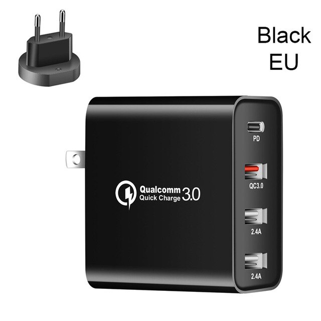 48W Schnell Ladegerät Typ C USB PD Ladegerät für Samsung iPhone XS Max Huawei iPad Pro QC 3,0 Schnelle wand Ladegerät US EU Stecker Adapter: Black EU