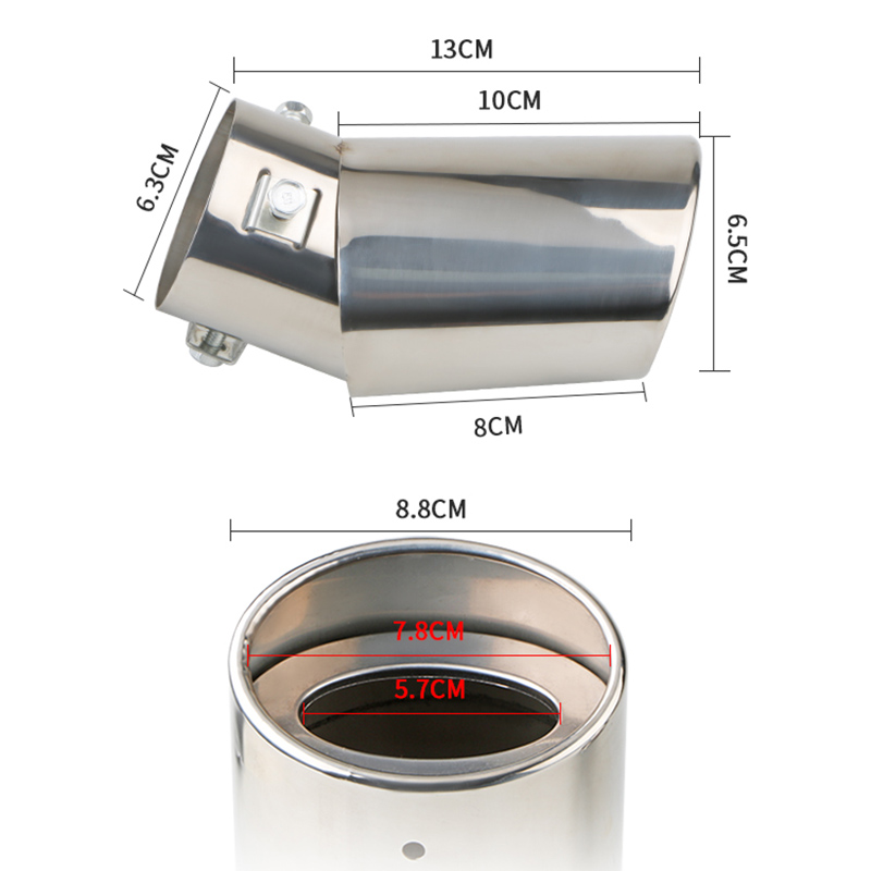 Auto Exterieur Onderdelen Universele Auto 70mm inlaat 76mm outlet Auto Uitlaat Staart Uitlaat Tip Zilver Zwart Uitlaat tips Leidingen: Rood