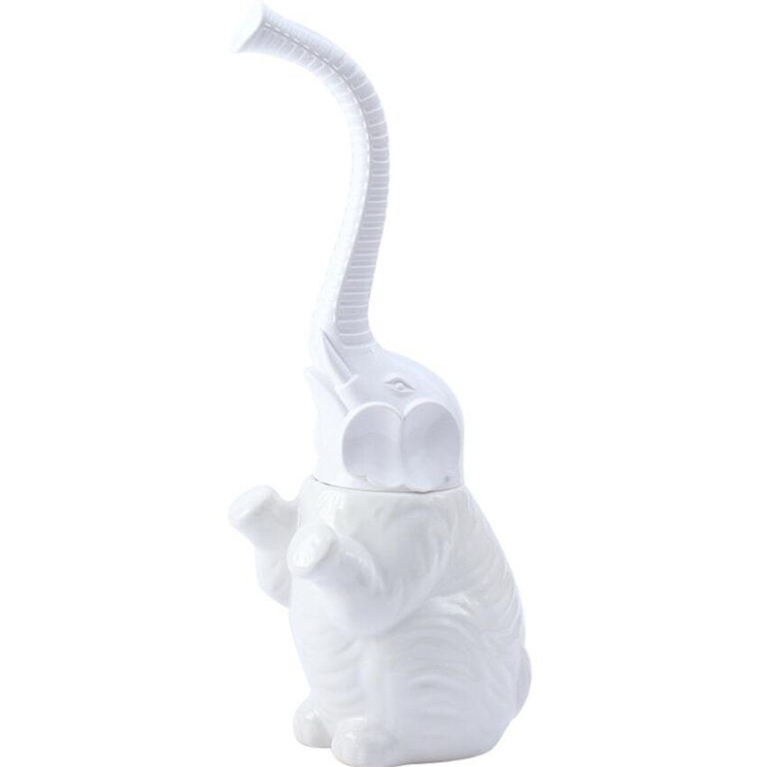 Badkamer Olifant Toiletpot Borstel En Houder, Home Decoratie Full-Gesloten Wc Borstel Met Keramische Basis, wit