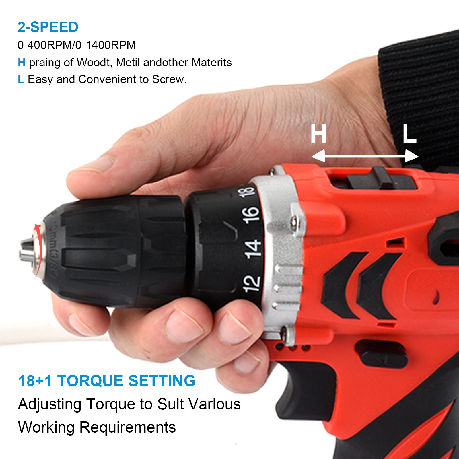 12V 20 N.M Cordless Battery Charger Drill Brushless Electric Screwdriver Rechargeable Power Tools Drilling Machine