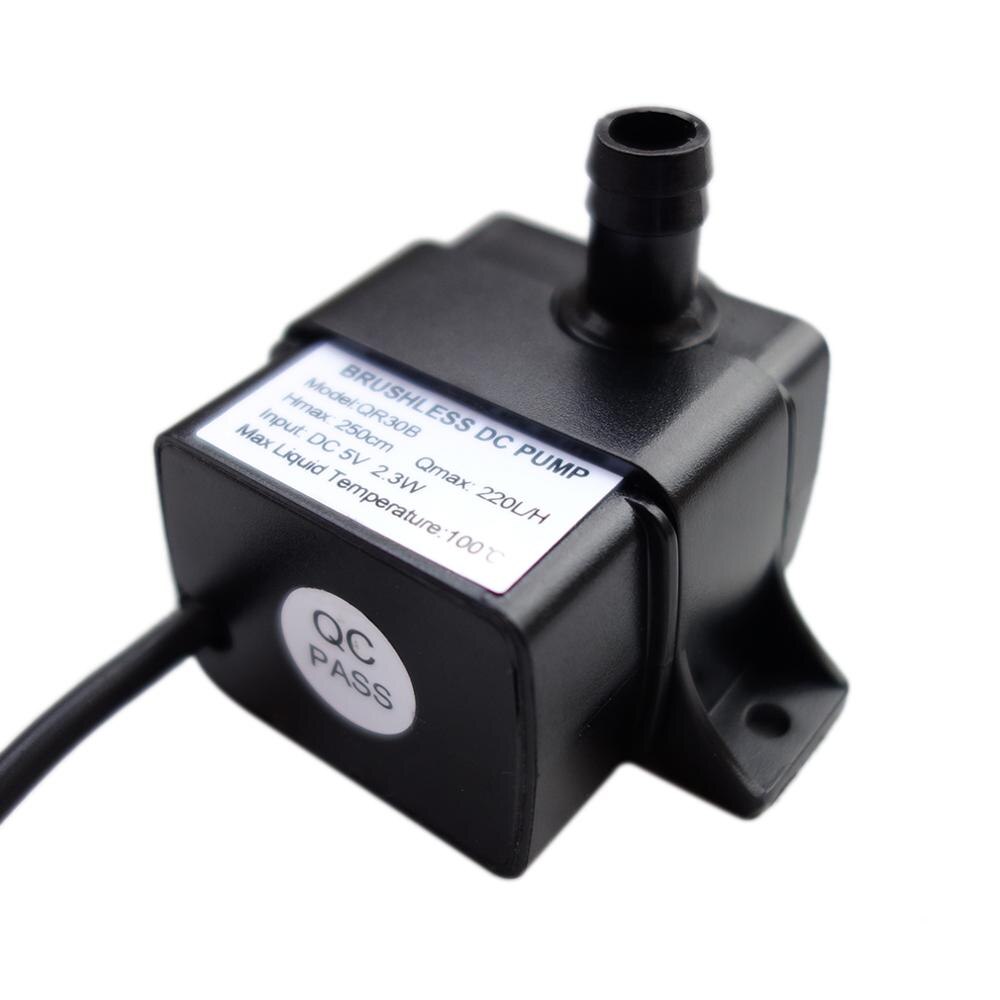 Low Noise QR30B DC 5V 2.3W 220L/H Flow Rate Waterproof IP68 CPU Cooling Car Brushless Water Pump
