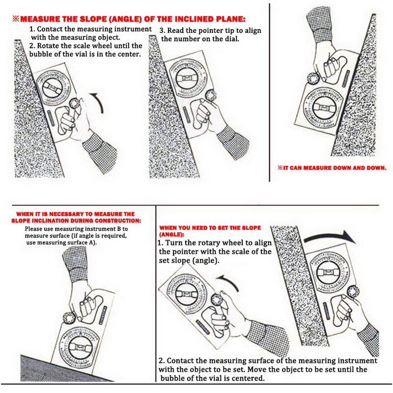 Engineering Inclinometer Universal Slope Measuring Ruler Multifunction Angle Meter Gauge
