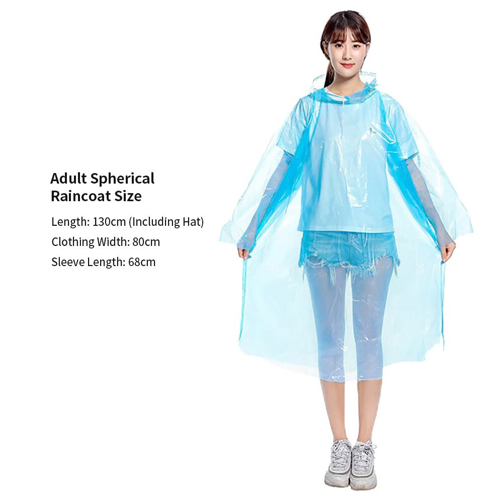 Convenient Portable Rain Ponchos Ball Adults Child Disposable Rainwear Emergency Waterproof Raincoat Colorful Poncho with Hook