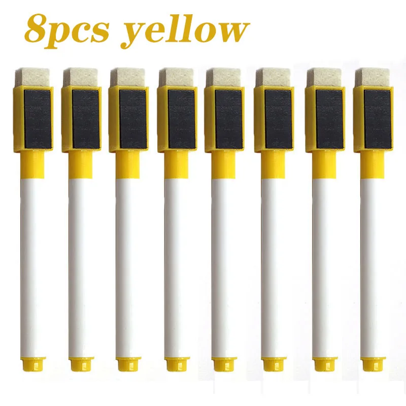 8 Pcs Erasable Whiteboard Pens Set - Magnetic, Easy to Wipe, Scratch-Free Markers with Color Random - Office Supplies: Red