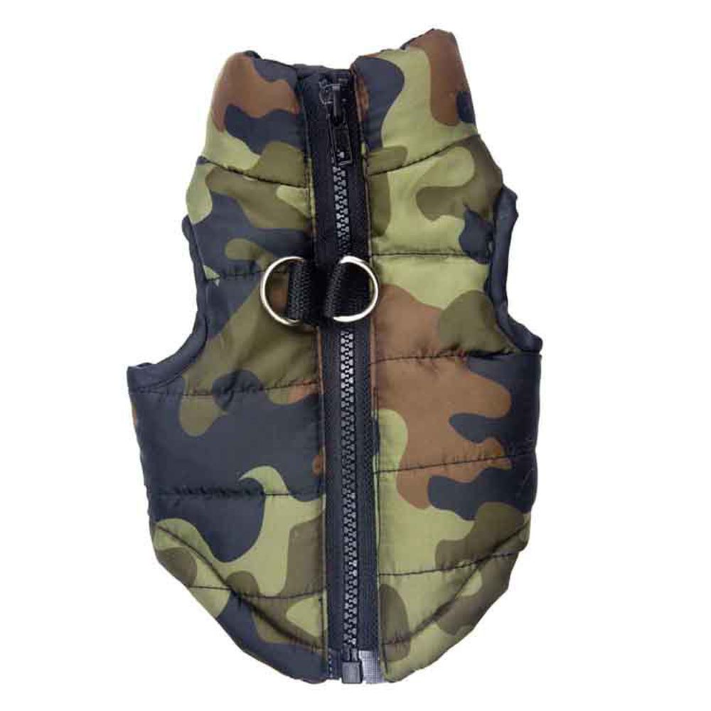 1 stk cool camouflage hund bomuld vest vandtæt tyk lynlås hund frakke jakke tøj varm vinter udendørs tøj kæledyr forsyninger