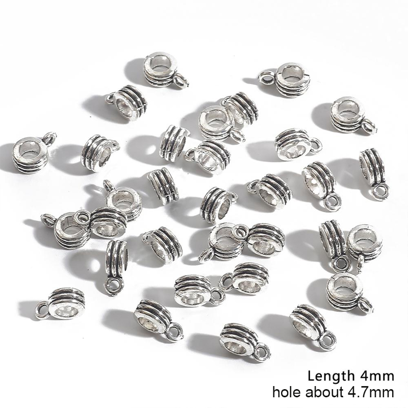 20pcs Bail bead Connector Charms 4-9MM Antique Silver Necklace Clasps for DIY Jewelry Findings Accessories: 11