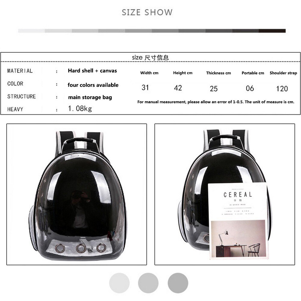 Portable Full Transparent Pet Backpack Three Holes Breathable Dog Cat Outdoor Travel Packbag Zipper Mesh Pet Out Bag