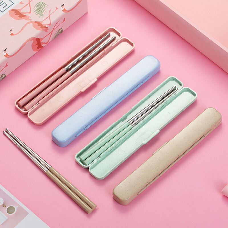 304 Roestvrij Staal Chinese Metalen Eetstokjes Draagbare Reizen Chop Stick Herbruikbare Voedsel Sticks Voor Sushi Hashi Baguette Eetstokjes