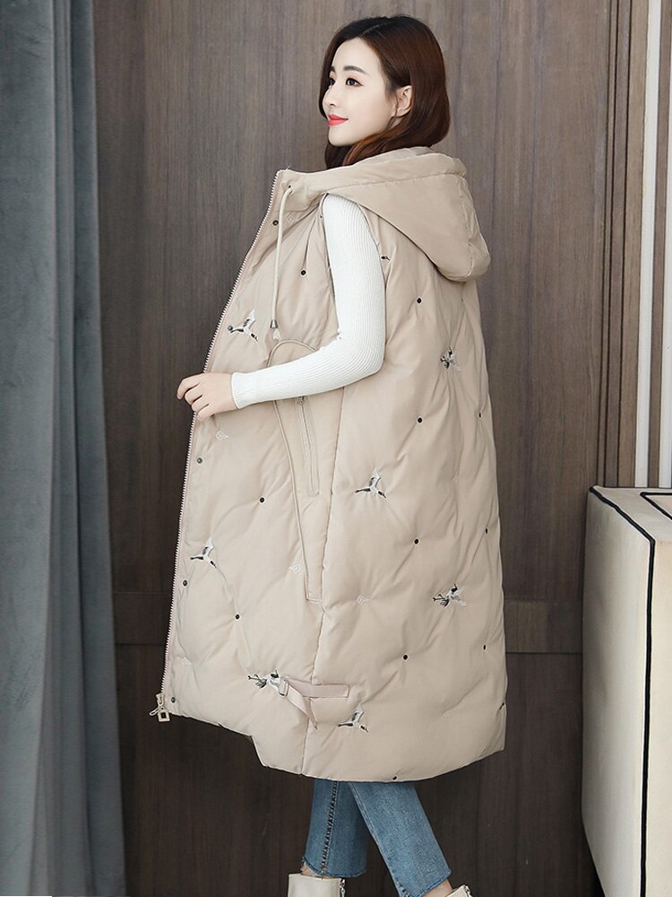 Veste sans manches femmes surdimensionné noir gilet vers le bas manteau femme 5XL grande taille vêtements pour femmes longs gilets hiver