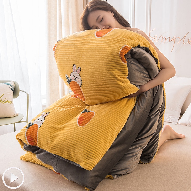 Justchic vinter tjockt påslakan tecknad magisk fleece kristall fleece dubbelsidig sammet påslakan sängkläder set ropa de cama