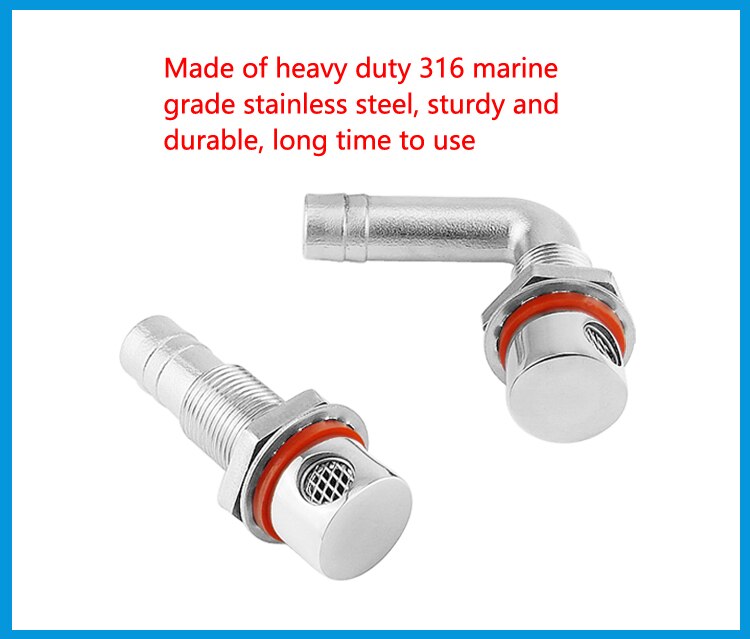 Évent de carburant universel pour bateau, Marine, en acier inoxydable 316, pour réservoir de carburant, avec joint, montage encastré, pour tuyau de 5/8 pouces