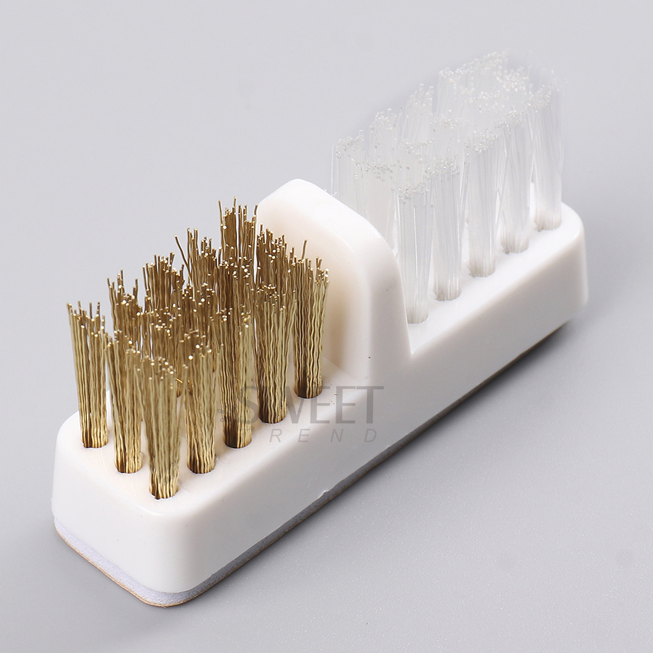 1 pçs elétrica cabeça de moagem do prego escova limpeza portátil manicure brocas bits limpador duplo fio cobre escova ferramentas limpas