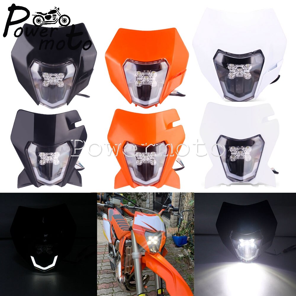 Enduro MX Dirt Bike Hi/Lo Beam Headlamp LED Headlight Mask For EXC EXC-F XC-W 250 300 350 450 500 690 SMC Enduro FREERIDE 250