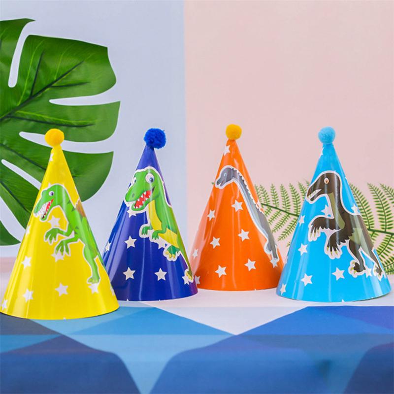 4pcs Theme Birthday Party Paper Cone Birthday Party Hat Decoration Birthday Paper Cone Party Supplies (Random style)
