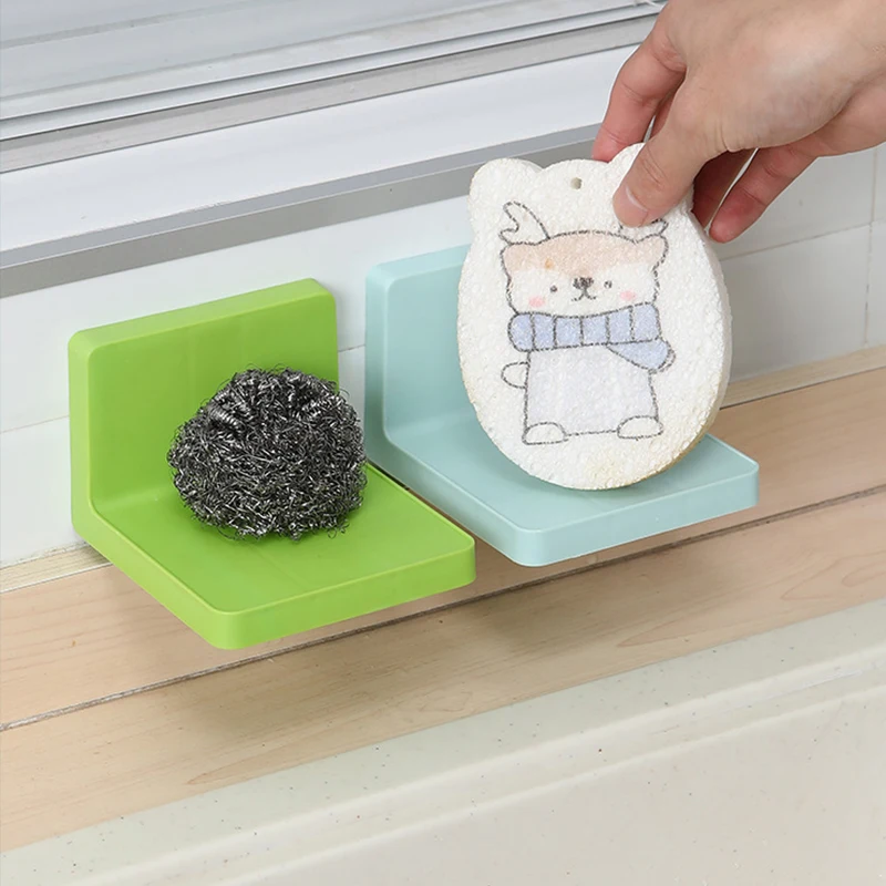 Multifunction Wall Mounted Storage Rack Adhesive DIY Soap Sponge Holder Kitchen Bathroom Shelves No-drill For Remote Control