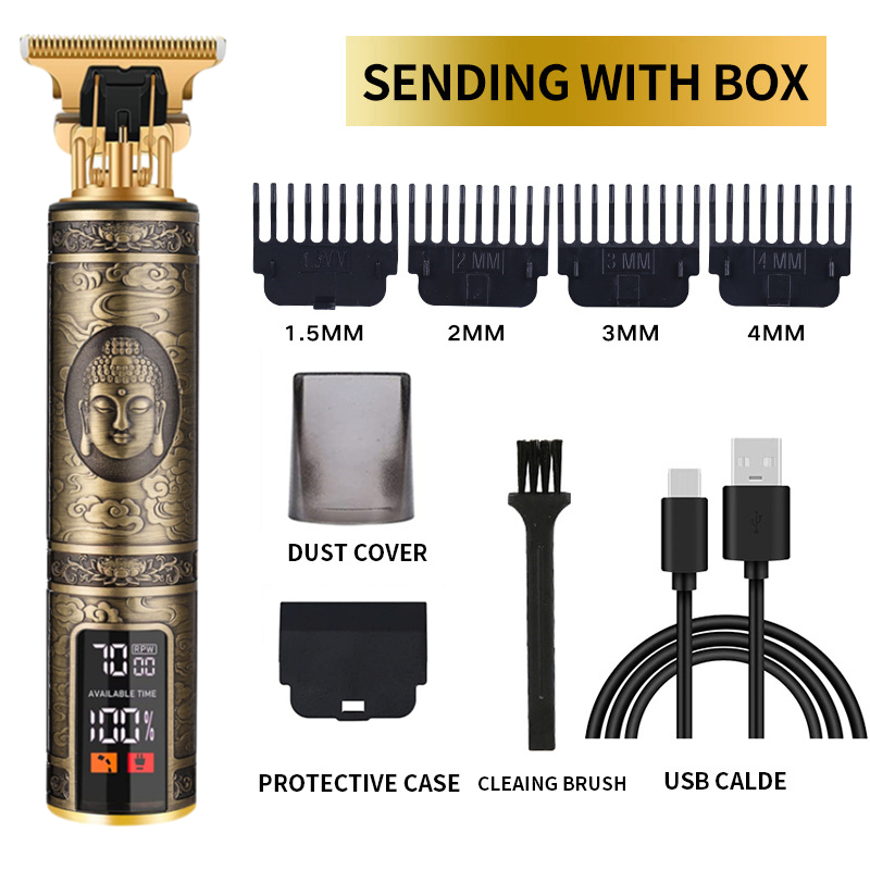 Barbero eléctrico T9 para mujer cortadora de pelo para hombre LCD recargable maquina afeitar hombre Retro afeitadora electrica cortar maquinilla cortapelos maquinas barberia: Verde
