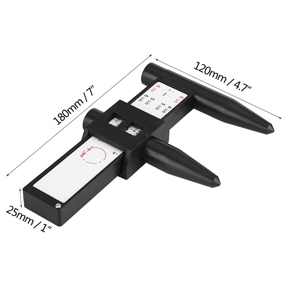 Wheel Rim Bolt Pattern Sliding PCD Measuring Tool Gauge Ruler 8 Holes PCD Ruler Lugs Hub Pitch Measurement Tool
