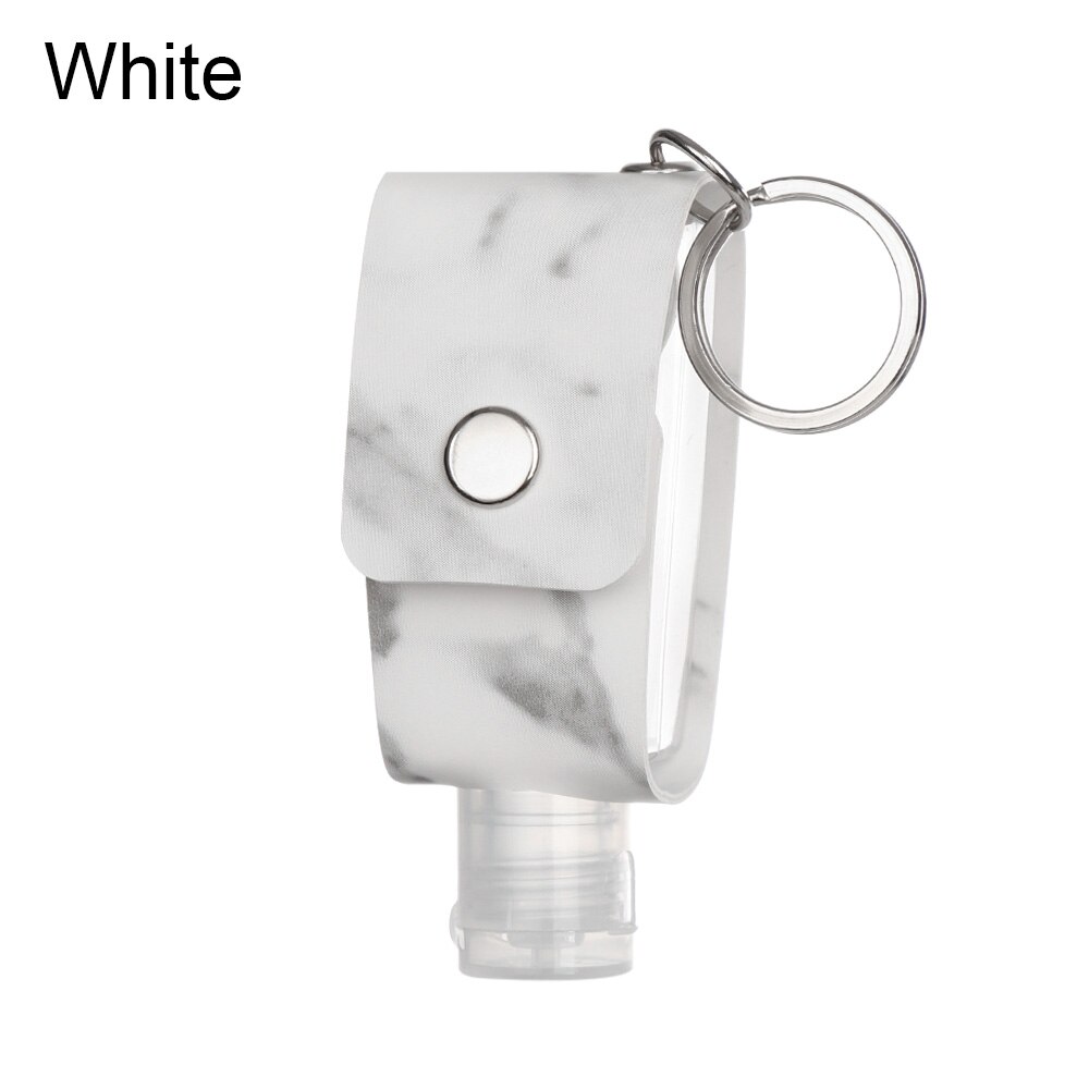Botella desinfectante de manos portátil, llavero de viaje reutilizable, gel para el lavado de manos, Sub-embotellado con llavero portador, 30ml: Blanco