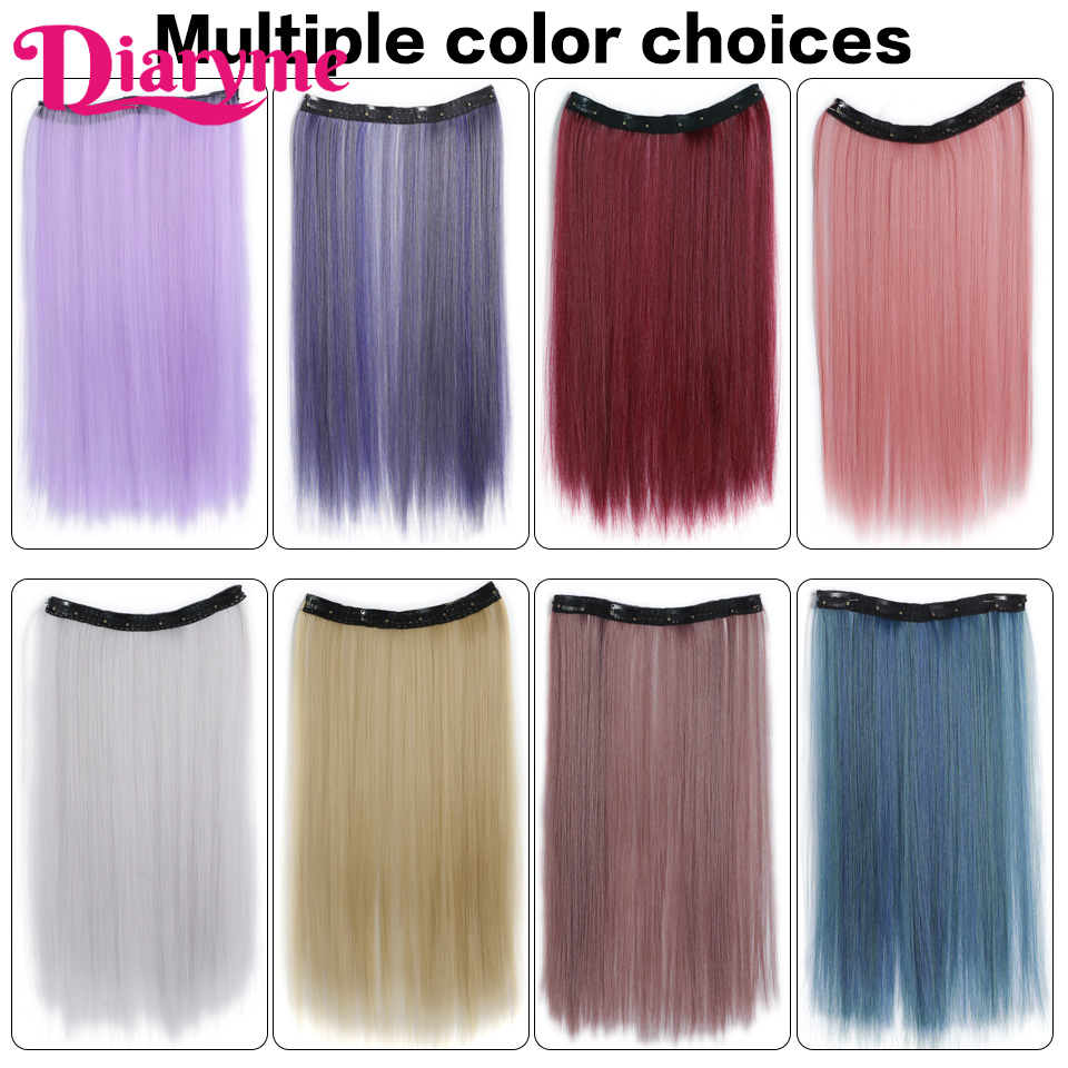 4 clipes longo em linha reta clipe sintético em extensões de cabelo destaque colorido pedaço de cabelo clip-on peruca de cabelo pendurado tintura de orelha